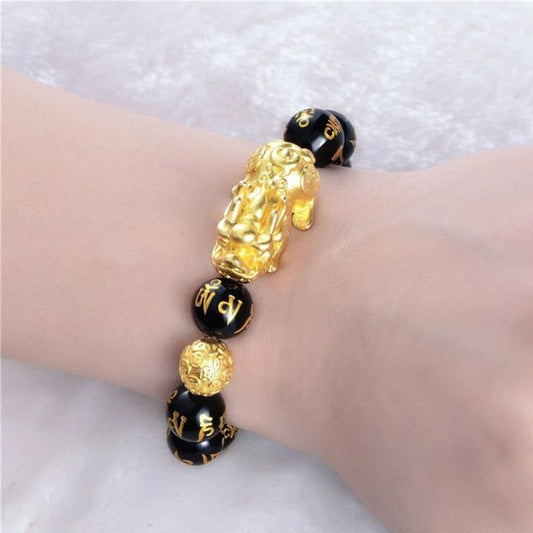 Black Obsidian Beaded Bracelet with Adjustable Cord, Unisex Fashion Accessory