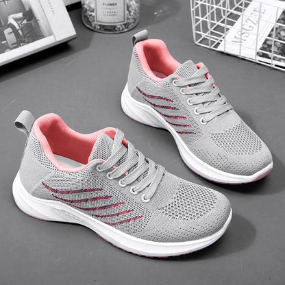 Women’s Breathable Lace-Up Running Shoes, Soft Sole Casual Sports Shoes