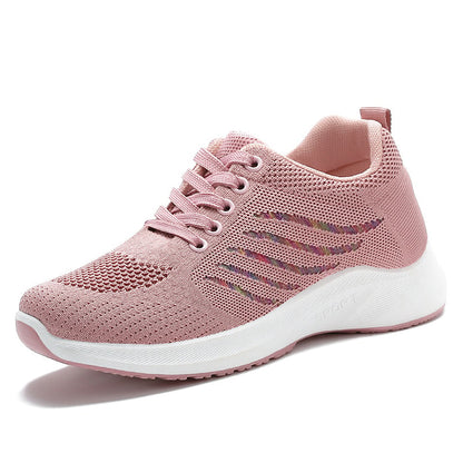 Women’s Breathable Lace-Up Running Shoes, Soft Sole Casual Sports Shoes