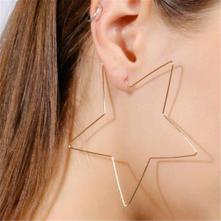Zinc Alloy Star-Shaped Hoop Earrings, Fashion Jewelry Accessory
