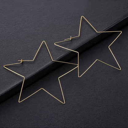 Zinc Alloy Star-Shaped Hoop Earrings, Fashion Jewelry Accessory