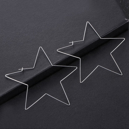 Zinc Alloy Star-Shaped Hoop Earrings, Fashion Jewelry Accessory