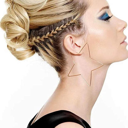 Zinc Alloy Star-Shaped Hoop Earrings, Fashion Jewelry Accessory