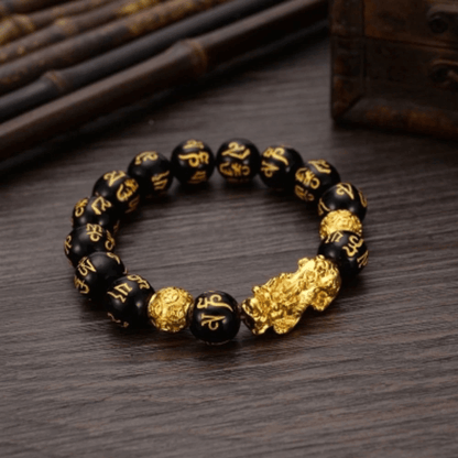 Black Obsidian Beaded Bracelet with Adjustable Cord, Unisex Fashion Accessory