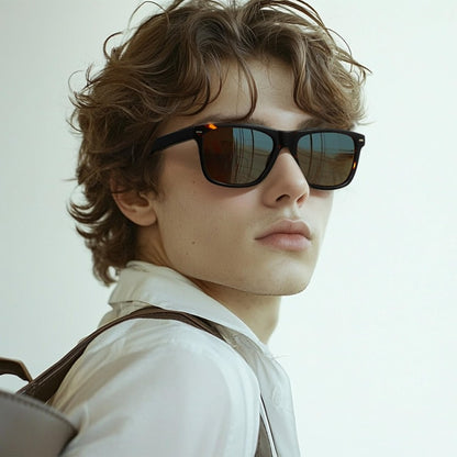 Retro Square Polarized Sunglasses for Men, Lightweight Driving Shades