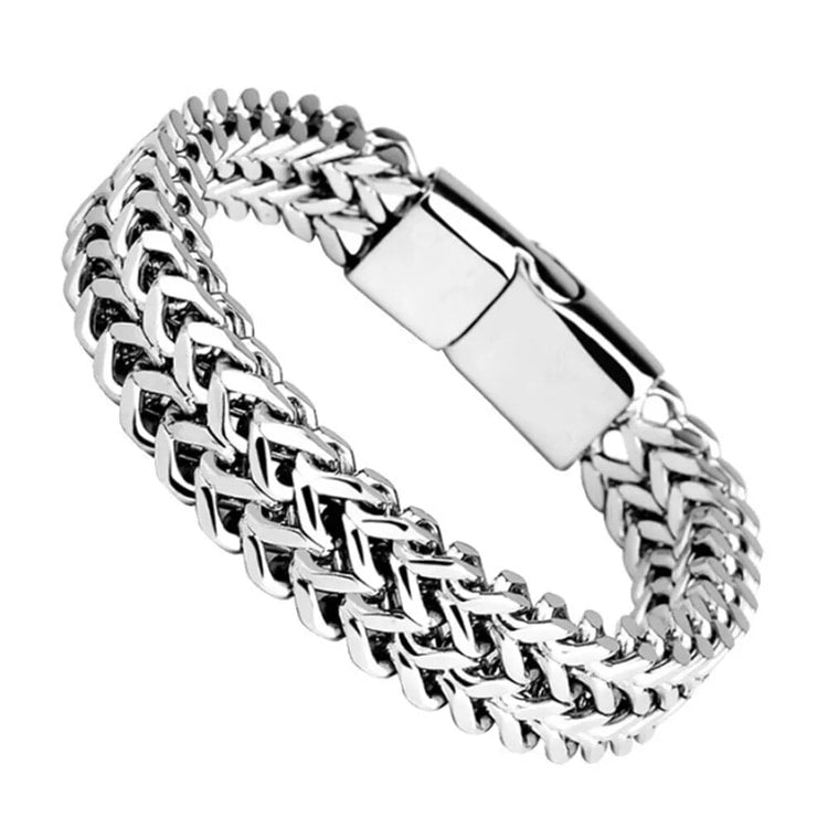 Men’s Fish Scale Braided Stainless Steel Bracelet with Magnetic Clasp