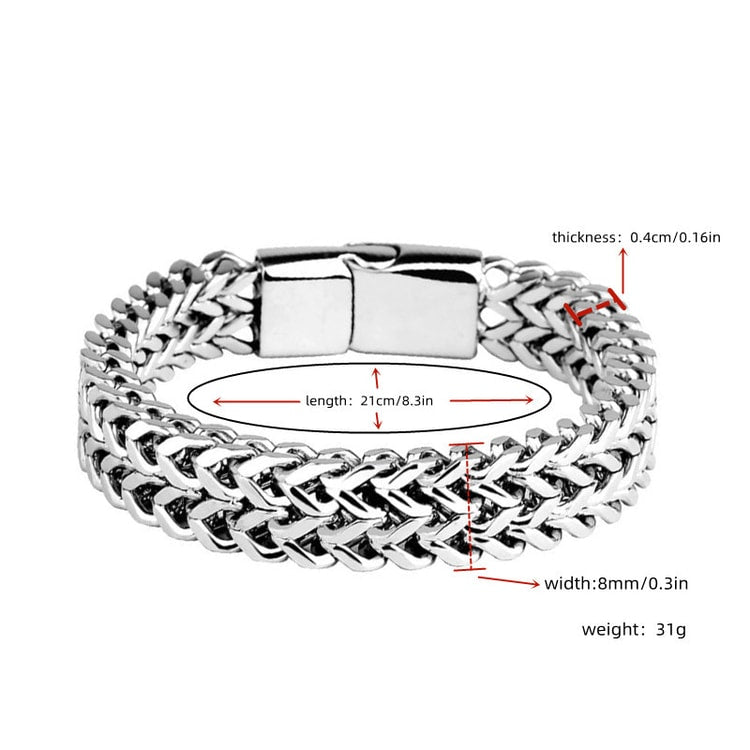 Men’s Fish Scale Braided Stainless Steel Bracelet with Magnetic Clasp