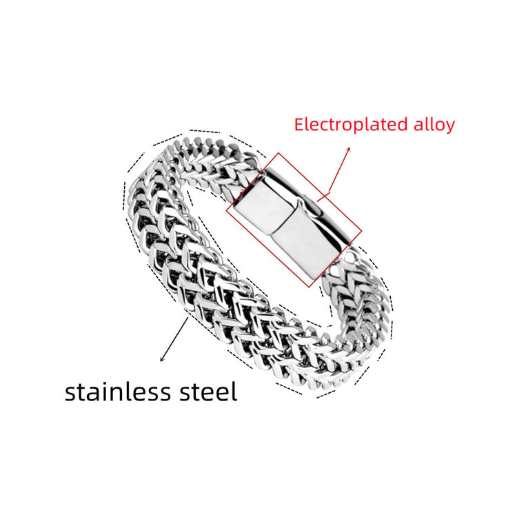 Men’s Fish Scale Braided Stainless Steel Bracelet with Magnetic Clasp