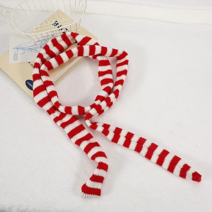 Women’s Striped Cotton Scarf, Long Thin Neckerchief for Casual Streetwear