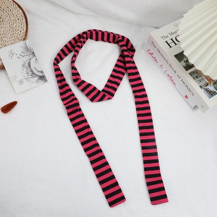 Women’s Striped Cotton Scarf, Long Thin Neckerchief for Casual Streetwear