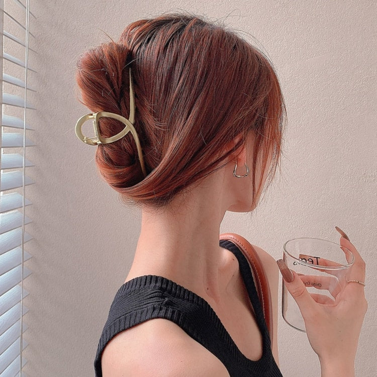 Women’s Gold Color Hollow Geometric Metal Hair Claw, Fashion Hair Clip Accessory
