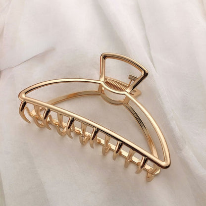 Women’s Gold Color Hollow Geometric Metal Hair Claw, Fashion Hair Clip Accessory
