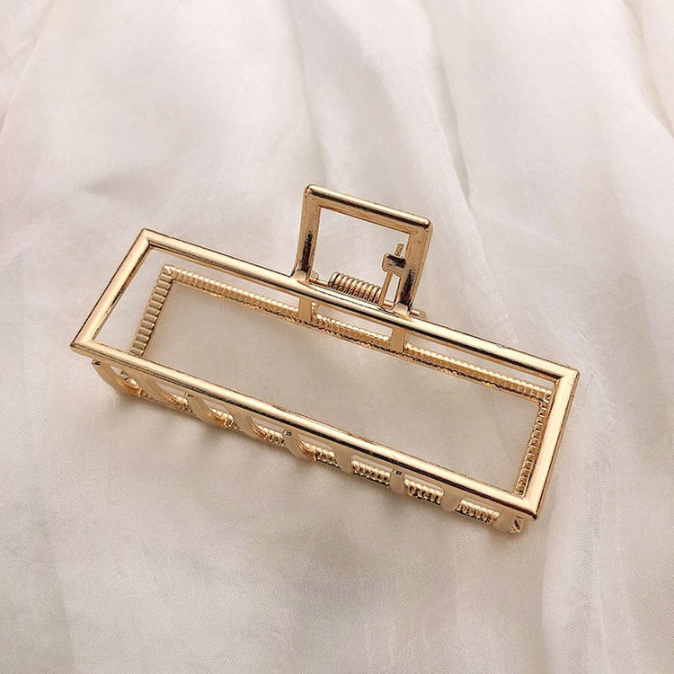 Women’s Gold Color Hollow Geometric Metal Hair Claw, Fashion Hair Clip Accessory