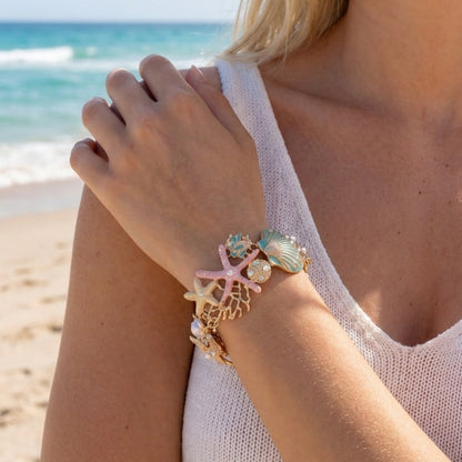 Colorful Enamel Starfish & Shell Jewelry Set, Beach Vacation Accessories