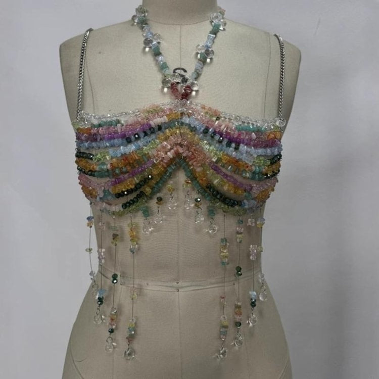 Bohemian Beaded Body Chain Bra for Festival, Party & Nightclub Wear