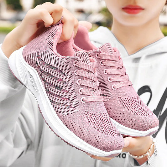 Women’s Breathable Lace-Up Running Shoes, Soft Sole Casual Sports Shoes